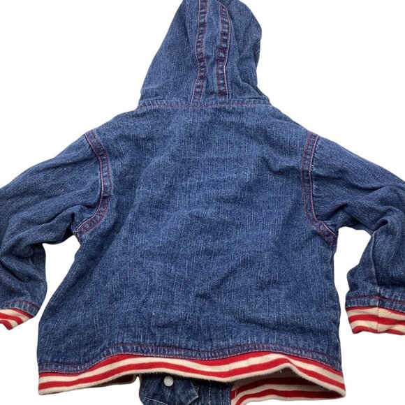 Mon Petit Baby Girl Size 24M Denim Jacket With Faux Fur Hood & Heart Patch - Picture 2 of 16